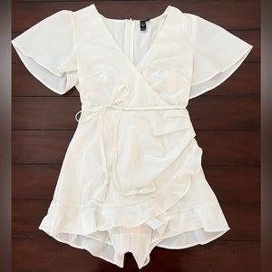 White ruffle romper/dress